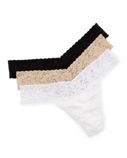 Womens Three Pack Original Rise Organic Cotton Thongs   Hanky Panky   Multi