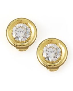 18k Yellow Gold Diamond Solitaire Stud Earrings   Roberto Coin   Gold (18k )