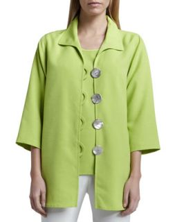 Womens Shantung Big Button Shirt   Caroline Rose   Lime (SMALL (8))