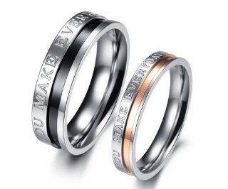 Athena Jewelry Titanium Series His & Hers Matching Set 6MM / 4MM Laser Engraved Titanium Couple Wedding Band Set Ring(Size Selectable): Jewelry