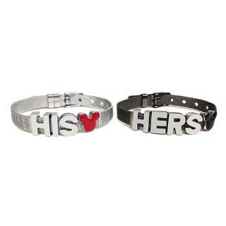 Mickey and Minnie Inspired His & Hers Couple Bracelet Set (Stainless Steel & Gunmetal): Jewelry