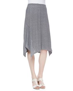 Womens Organic Linen Stripe Skirt, Petite   Eileen Fisher   Black/White (PM