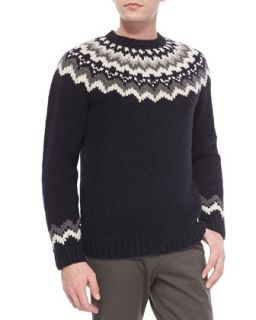 Mens Nordic Hand Knitted Sweater, Coastal Navy   Vince   Coastal (MEDIUM)