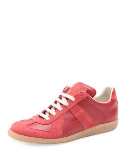 Mens Replica Leather Low Top Sneaker, Red   Maison Martin Margiela   Red (41.