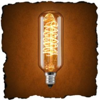 40 Watt   Vintage Antique Light Bulb   Tubular Style   Candelabra Base   Hand Wound Spiral Tungsten Filament   Multiple Supports   Clear   Incandescent Bulbs  