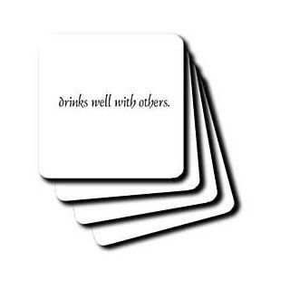 3drose Drinks well with Others Coaster, Soft, Set of 4   Funny Coasters