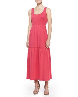Tiered Long Tank Dress, Womens   Joan Vass   Raspberry (2X (18/20))