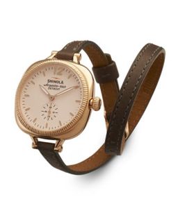 The Gomelsky Rose Golden Watch with Double Wrap Leather Strap, Gray   Shinola  