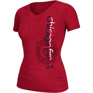 adidas Womens Chicago Fire Tri Blend Split V Neck T Shirt   Size: Medium, Red