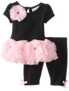 Rare Editions Baby Baby Girls Newborn Black Pink Tutu Legging Set, Black/Pink, 6 Months: Clothing