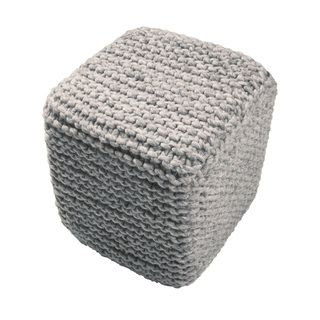 Modern Gray Cube Shape Wool (16x18x18) Pouf