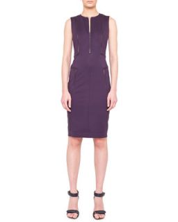 Womens Sleeveless Zipper Trim Jersey Dress   Akris punto   Purple (44/14)