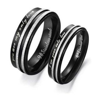 Stainless Steel "You Are My Only Love" Engraved Couple Rings Set for Engagement, Promise, Eternity R017 (His Size 7,8,9,10; Hers Size 5,6,7,8). Please Email Sizes: Jewelry