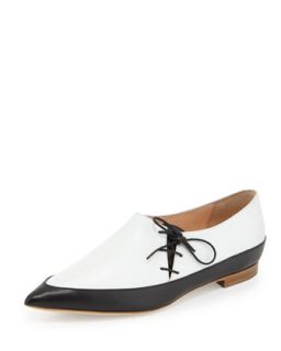 Point Toe Leather Tie Shoe, Black/White   Rupert Sanderson   Black/White (40.