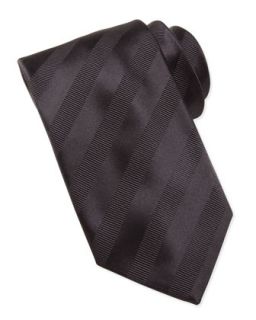 Mens Textured Stripe Silk Tie, Black   Brioni   Black