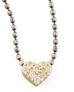 Two Tone Diamond Heart Pendant Necklace   Sydney Evan   Charcoal