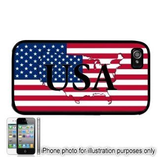 USA American Shape Name Flag Apple iPhone 4 4S Case Cover Skin Black Cell Phones & Accessories