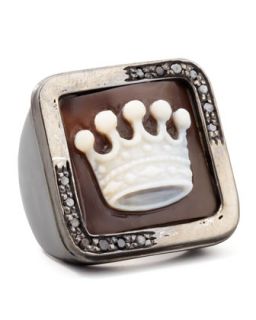 Diamond Trim Hand Carved Crown Cameo Ring   AMEDEO   (7)