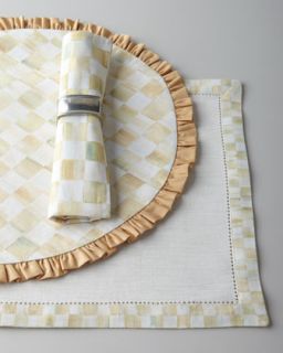 Parchment Check Hemstitched Placemat   MacKenzie Childs