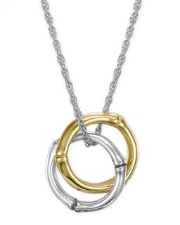 Bamboo Gold & Silver Small Round Pendant Necklace   John Hardy   Silver