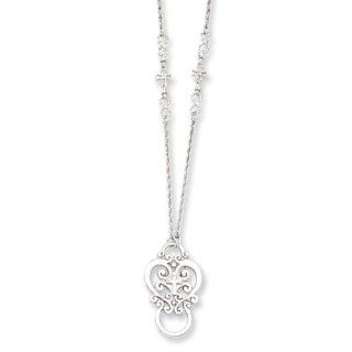 Silver tone Cross Badge & eyeglass holder 36" necklace: Jewelry