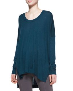 Womens Long Sleeve Cashmere Poncho Top   Donna Karan   Teal (SMALL)