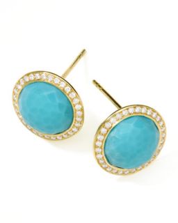 Gold Rock Candy Lollipop Diamond Turquoise Stud Earrings   Ippolita   Gold