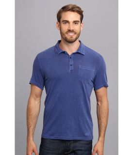 Kenneth Cole Sportswear Polo With Woven Taping Mens Short Sleeve Pullover (Blue)
