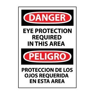 Bilingual Aluminum Sign   Danger Eye Protection Required In This Area: Industrial Warning Signs: Industrial & Scientific
