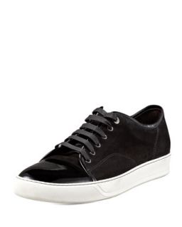 Mens Patent Toe Suede Sneaker, Black   Lanvin   Black (11.0/12.0D)