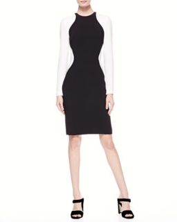 Womens Colorblock Wave Long Sleeve Dress   Stella McCartney   Black (38/4)