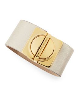 Circle in a Square Logo Clasp Leather Bracelet, White   MARC by Marc Jacobs  