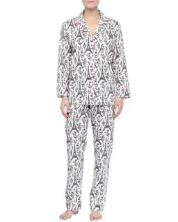 Womens Eiffel Tower Print Knit Pajamas, Black/Cream   Bedhead   Black & cream