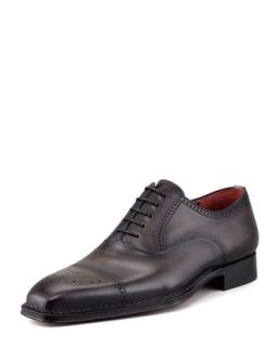 Mens Perforated Cap Toe Oxford, Gray   Magnanni for Neiman Marcus   Gray (10