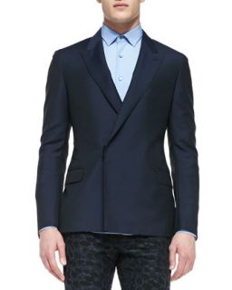 Mens Wool/Mohair Double Breasted Jacket, Navy   Lanvin   Navy (52/LARGE)