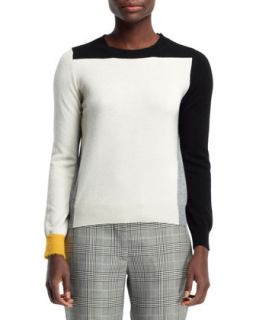 Womens Cashmere Colorblock Sweater, Black/White   Stella McCartney   Multi