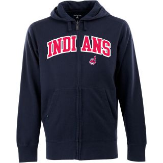 Antigua Mens Cleveland Indians Full Zip Hooded Applique Sweatshirt   Size:
