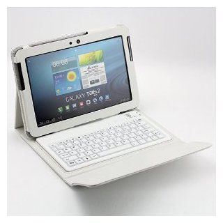 White Wireless Bluetooth Keyboard Pu Leather Stand Case Cover Bag for Samsung Galaxy Tab 2 10.1 P5100 P5110 5113 Tablet: Computers & Accessories