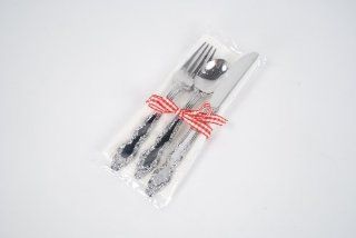One Hundred 80 Degrees Decorative Silver Color Plastic Picnic Cutlery Set with Napkin: Kitchen & Dining