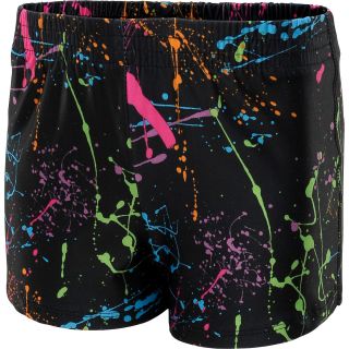 NEW BALANCE Girls Splatter Print Gym Shorts   Size: Medium, Black