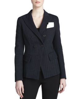 Womens Fitted Cutaway Double Breasted Jacket   Donna Karan   Dark navy (2)