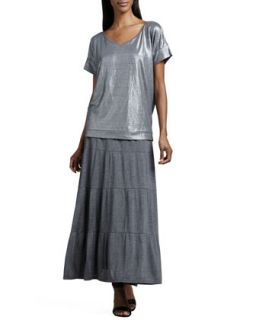 Womens Tiered Maxi Skirt, Petite   Eileen Fisher   Ash (PS (6/8))