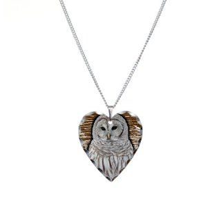 Necklace Heart Charm Snow Owl: Artsmith Inc: Jewelry