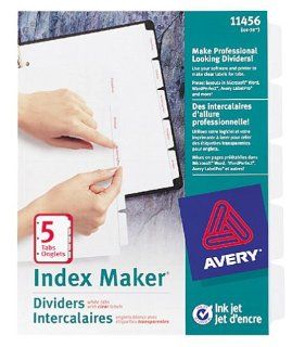Avery(R) Index Maker(R) Clear Label Dividers With White Tabs For Inkjet Printers, 5 Tab : Binder Index Dividers : Office Products