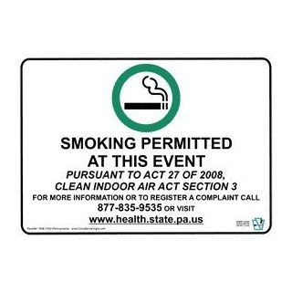Smoking Permitted With Symbol Sign NHE 7902 Pennsylvania Smoking Area : Business And Store Signs : Office Products