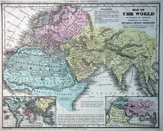 Mitchell 1844 Antique Map of the World as known to the Ancients : Wall Maps : Office Products