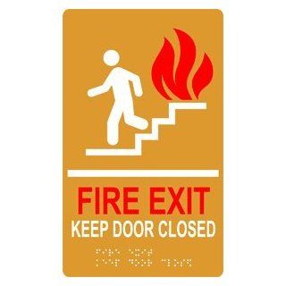 ADA Fire Exit Keep Door Closed Braille Sign RRE 270 MULTI WHTonGLD : Business And Store Signs : Office Products