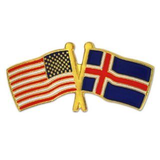 USA and Iceland Crossed Friendship Flag Lapel Pin: Jewelry