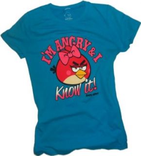 "I'm Angry & I Know It!"    Angry Birds Crop Sleeve Fitted Juniors T Shirt: Clothing