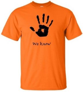 Adult Orange The Dark Brotherhood We Know Skyrim T Shirt   5XL: Clothing